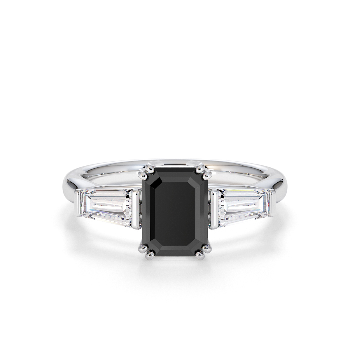 Gold / Platinum Black Diamond and Diamond Engagement Ring RZ3446