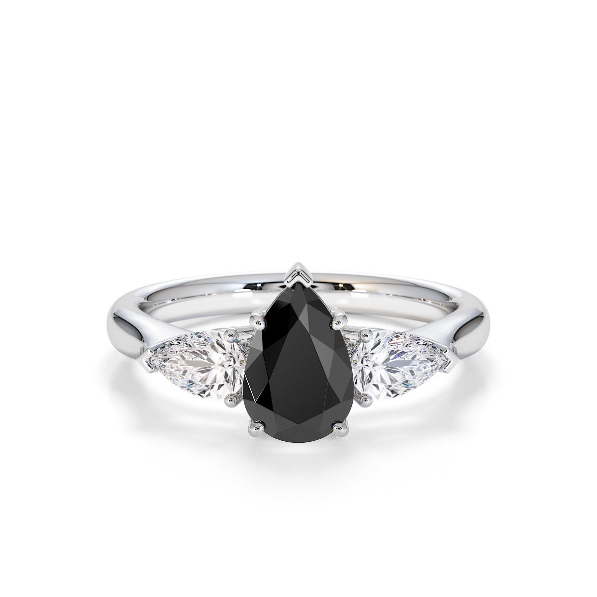 Gold / Platinum Black Diamond and Diamond Engagement Ring RZ3447