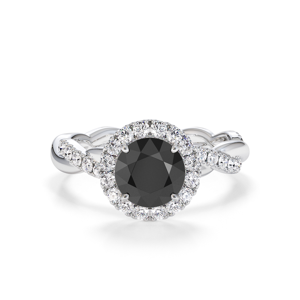 Gold / Platinum Black Diamond and Diamond Engagement Ring RZ3453