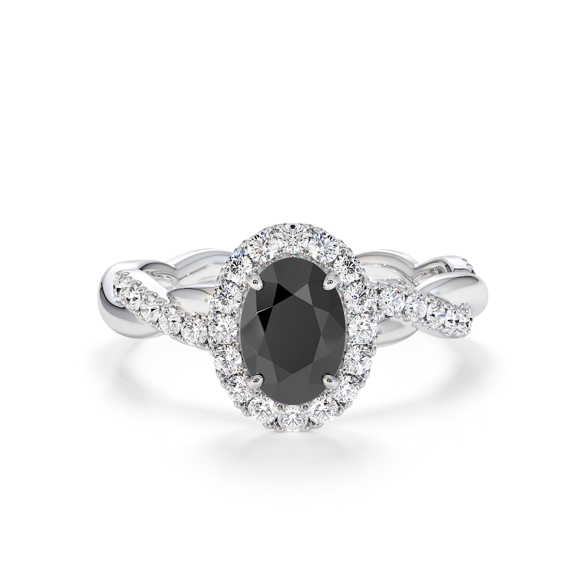Gold / Platinum Black Diamond and Diamond Engagement Ring RZ3456