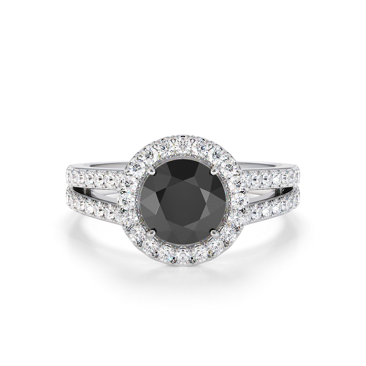 Gold / Platinum Black Diamond and Diamond Engagement Ring RZ3460
