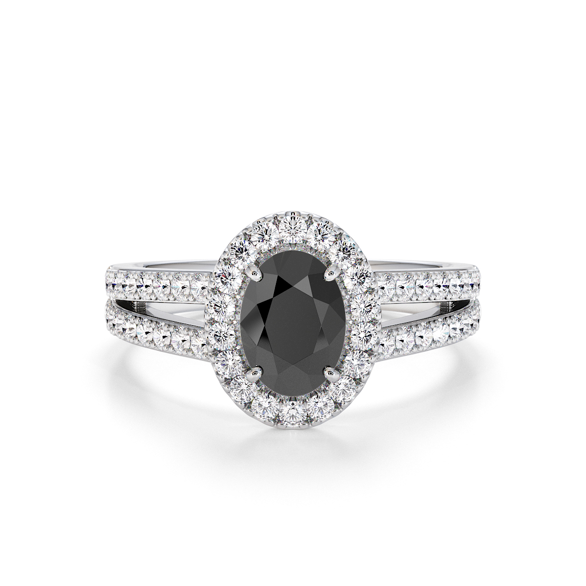 Gold / Platinum Black Diamond and Diamond Engagement Ring RZ3461