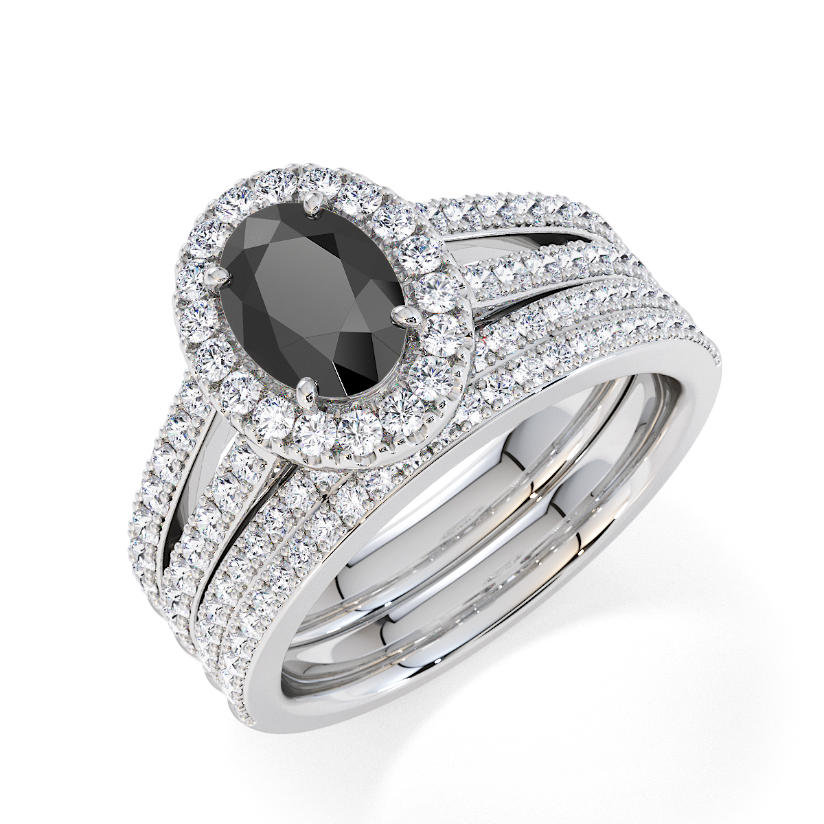 Gold / Platinum Black Diamond and Diamond Engagement Ring RZ3461