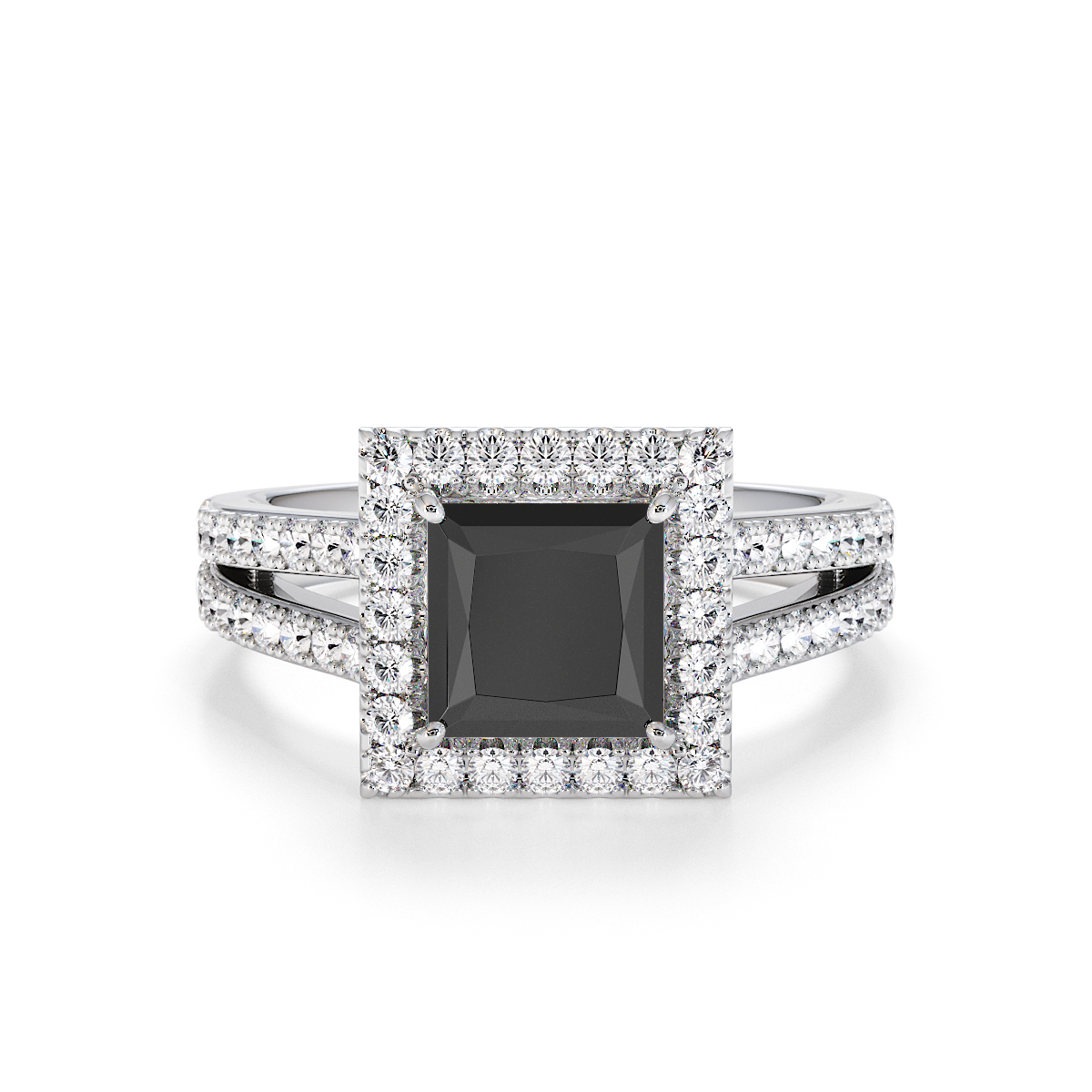 Gold / Platinum Black Diamond and Diamond Engagement Ring RZ3462