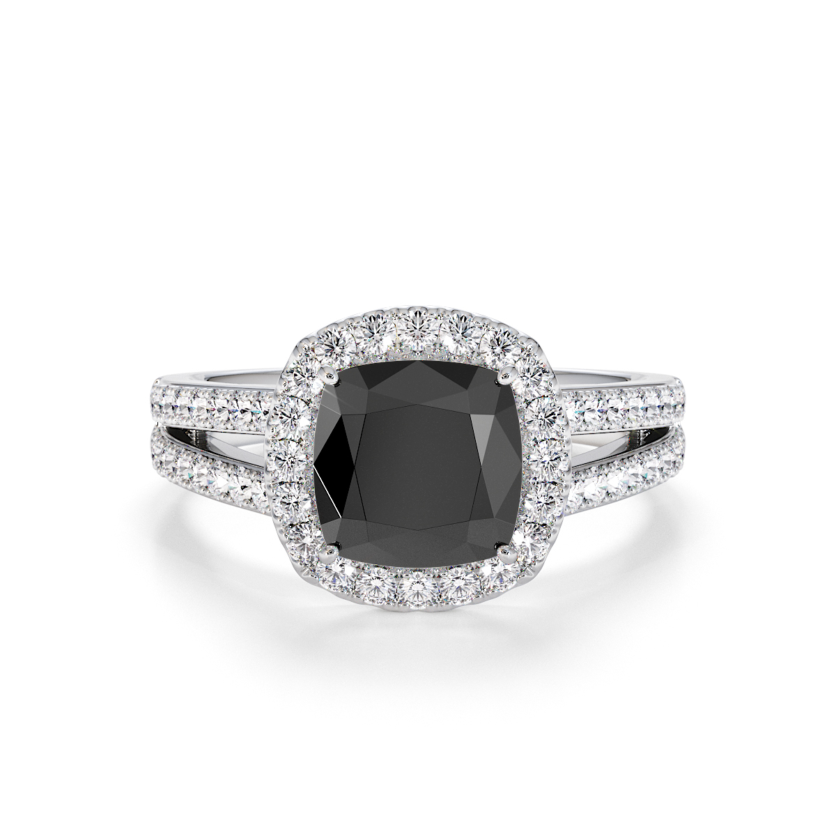 Gold / Platinum Black Diamond and Diamond Engagement Ring RZ3464