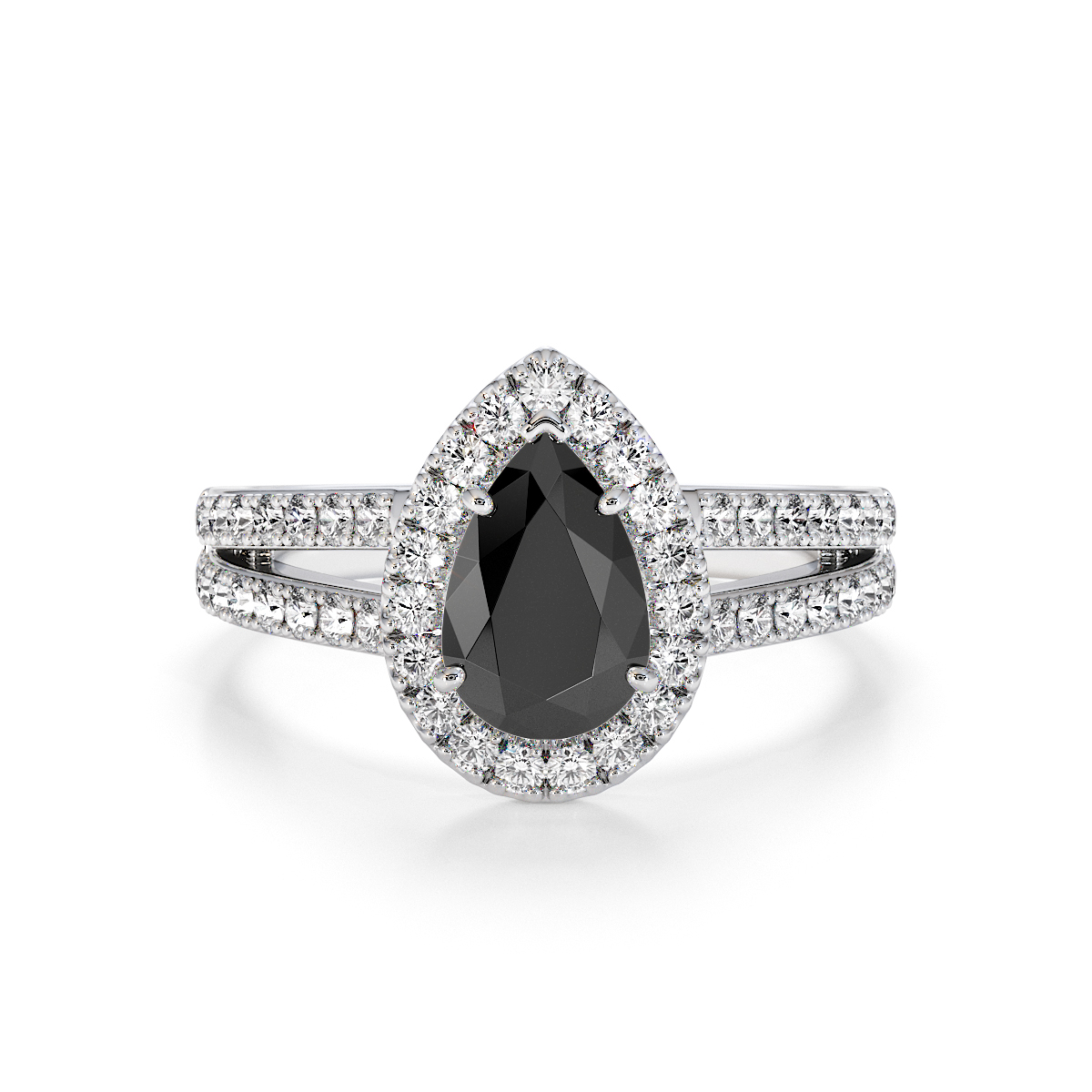Gold / Platinum Black Diamond and Diamond Engagement Ring RZ3465