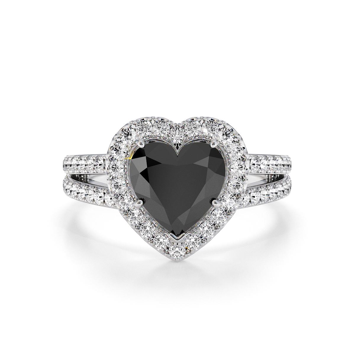 Gold / Platinum Black Diamond and Diamond Engagement Ring RZ3467