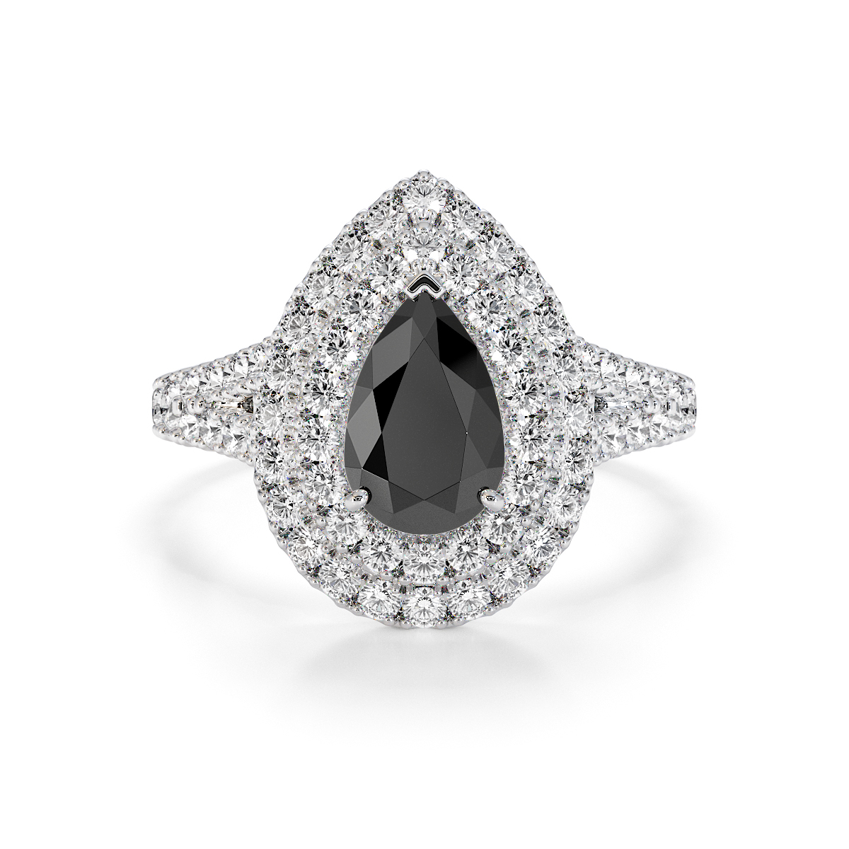 Gold / Platinum Black Diamond and Diamond Engagement Ring RZ3473