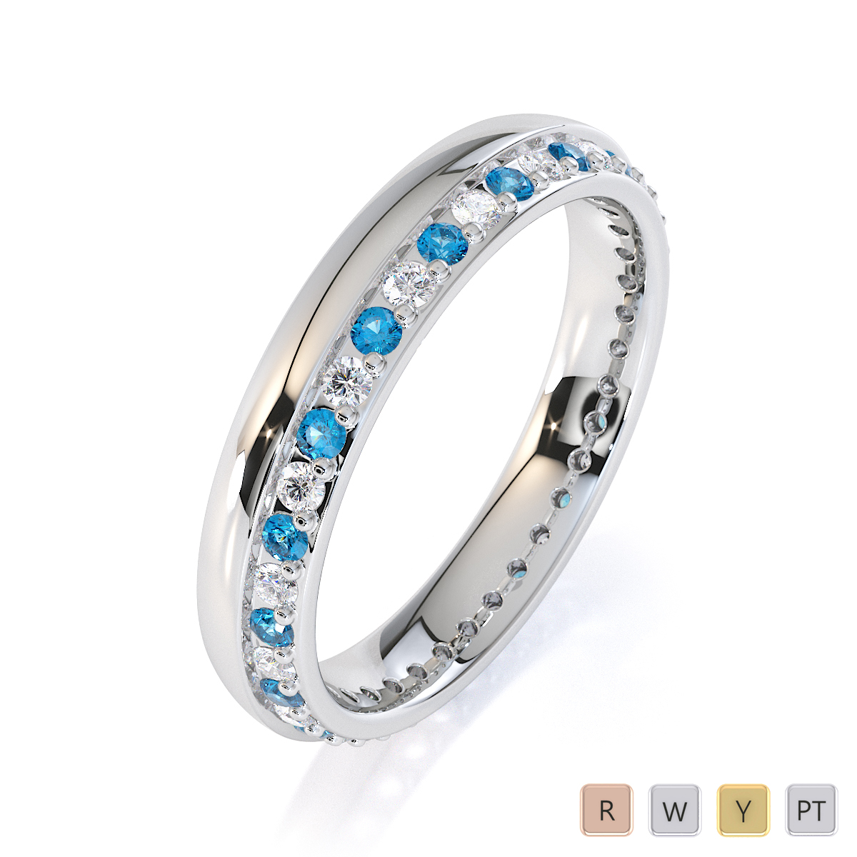 Gold / Platinum Blue Topaz and Diamond Full Eternity Ring RZ1516
