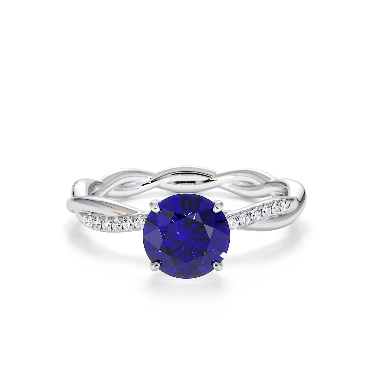 Gold / Platinum Blue Sapphire and Diamond Engagement Ring RZ3385