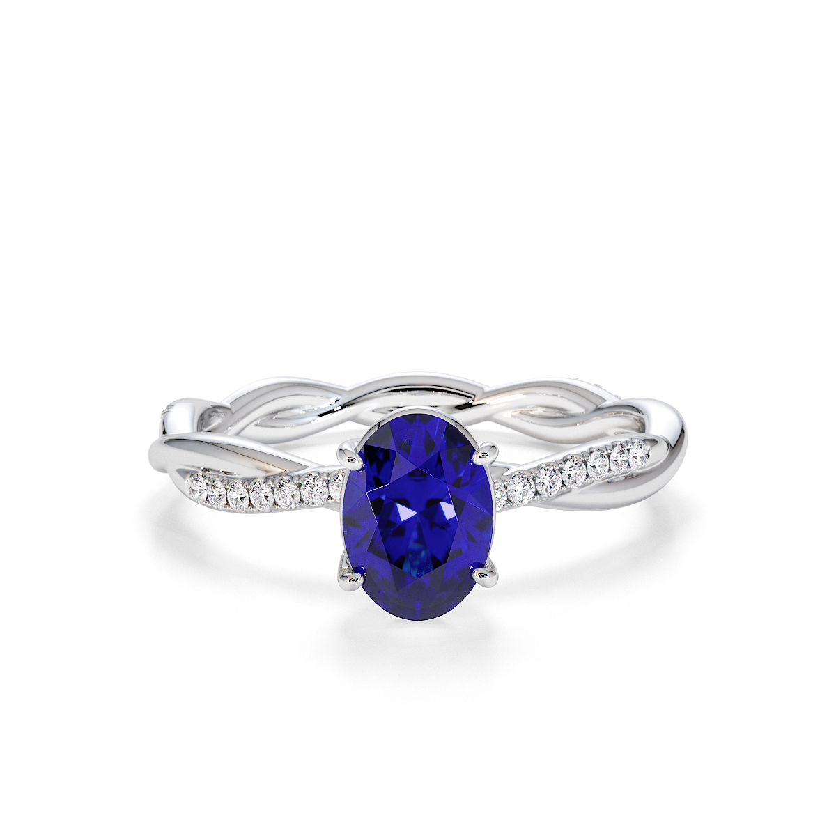 Gold / Platinum Blue Sapphire and Diamond Engagement Ring RZ3386