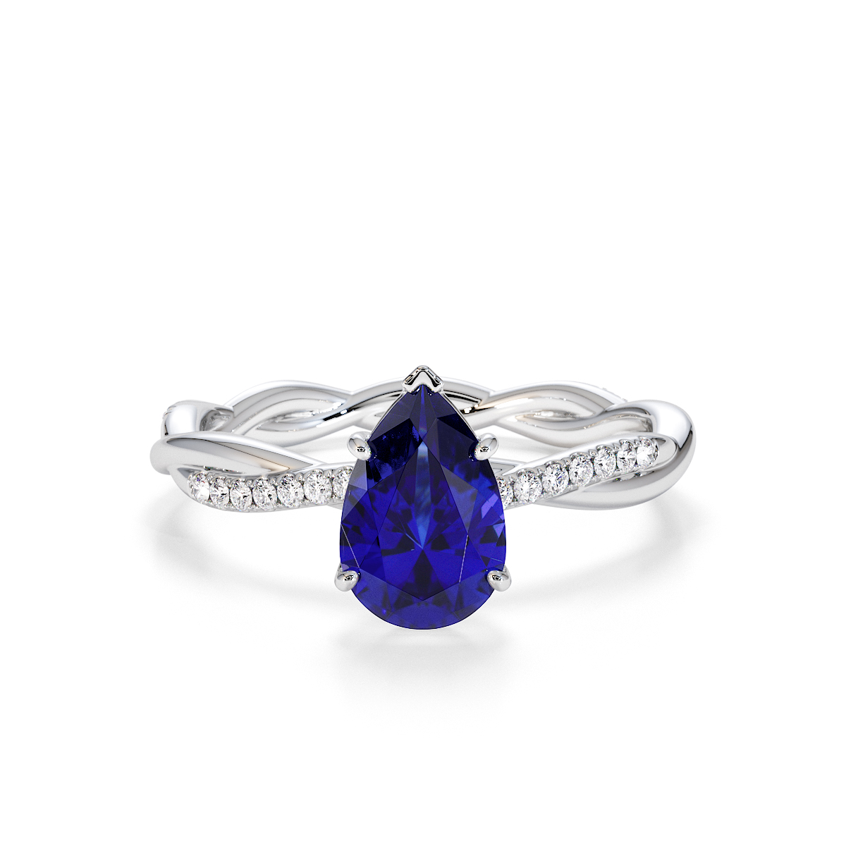 Gold / Platinum Blue Sapphire and Diamond Engagement Ring RZ3390