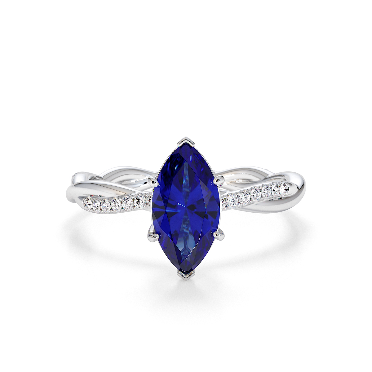 Gold / Platinum Blue Sapphire and Diamond Engagement Ring RZ3391