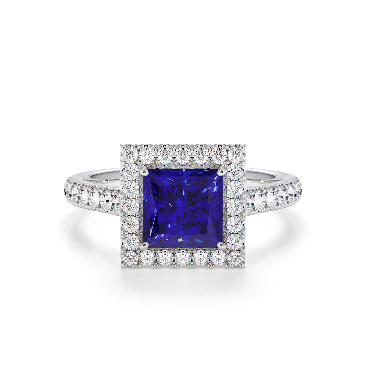Gold / Platinum Blue Sapphire and Diamond Engagement Ring RZ3395