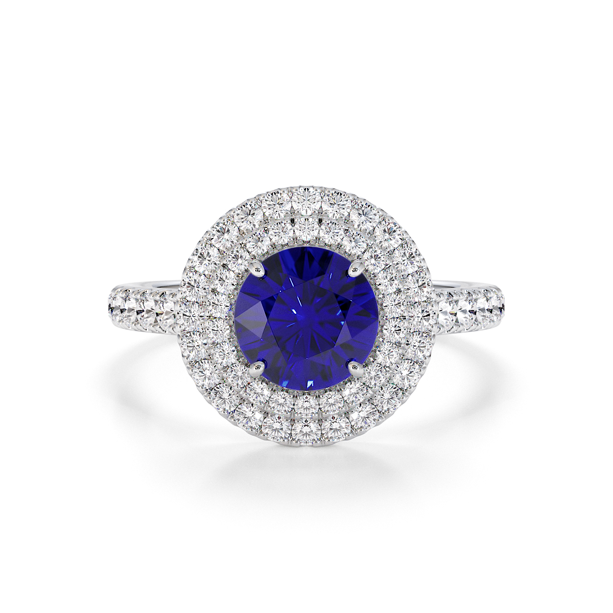 Gold / Platinum Blue Sapphire and Diamond Engagement Ring RZ3401