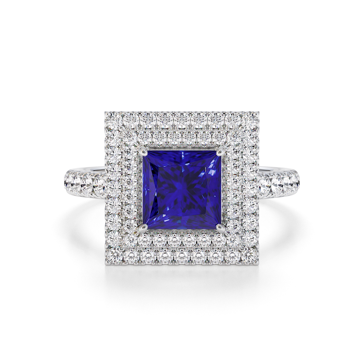 Gold / Platinum Blue Sapphire and Diamond Engagement Ring RZ3403