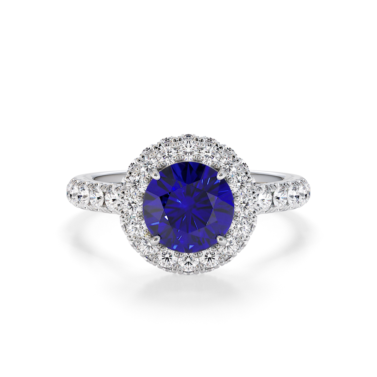 Gold / Platinum Blue Sapphire and Diamond Engagement Ring RZ3409