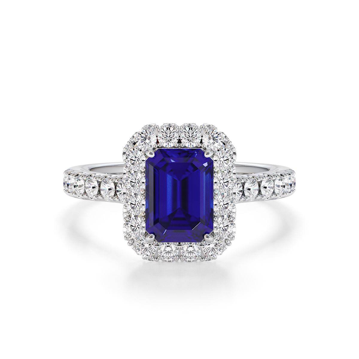 Gold / Platinum Blue Sapphire and Diamond Engagement Ring RZ3410
