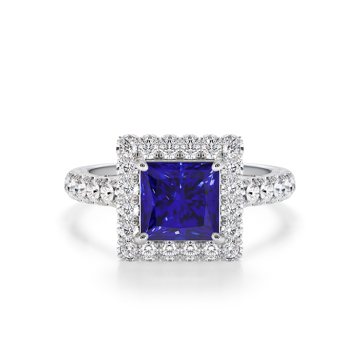 Gold / Platinum Blue Sapphire and Diamond Engagement Ring RZ3411