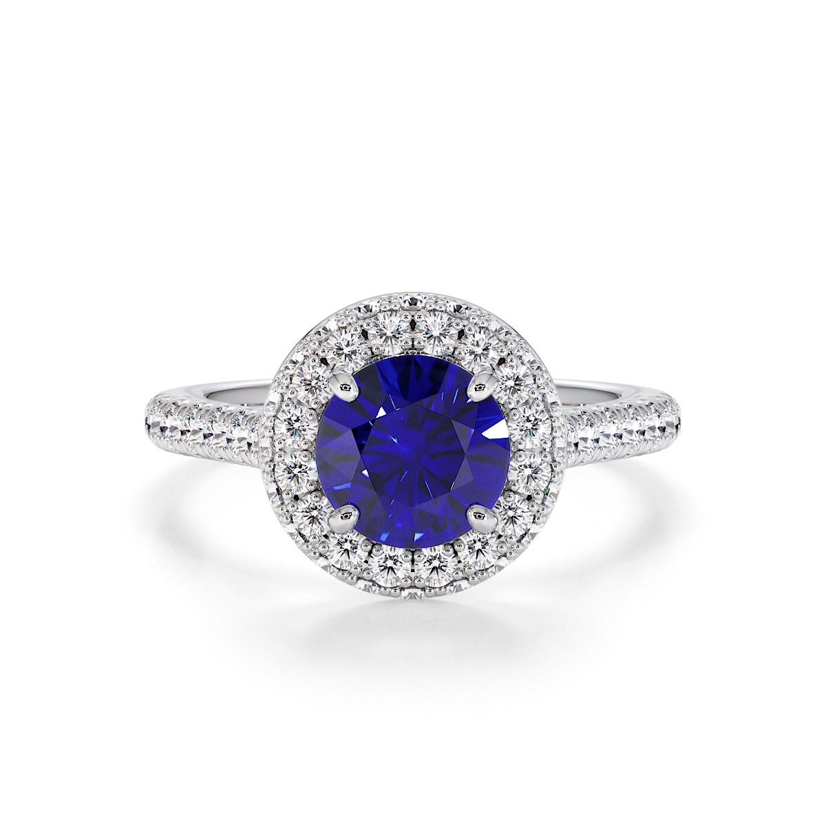 Gold / Platinum Blue Sapphire and Diamond Engagement Ring RZ3420