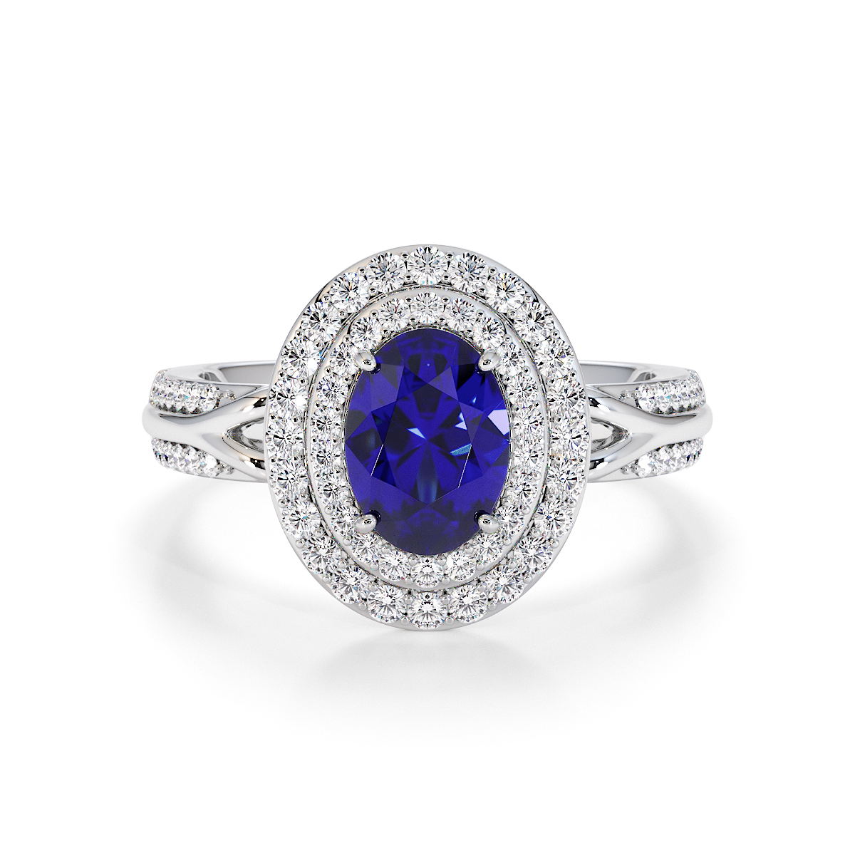 Gold / Platinum Blue Sapphire and Diamond Engagement Ring RZ3428
