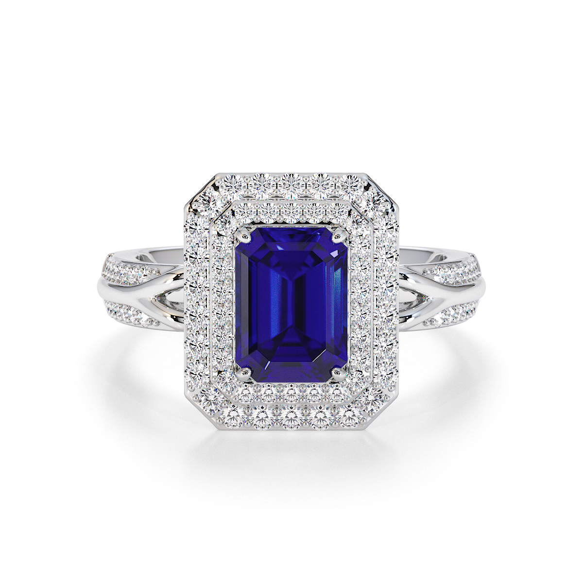 Gold / Platinum Blue Sapphire and Diamond Engagement Ring RZ3429