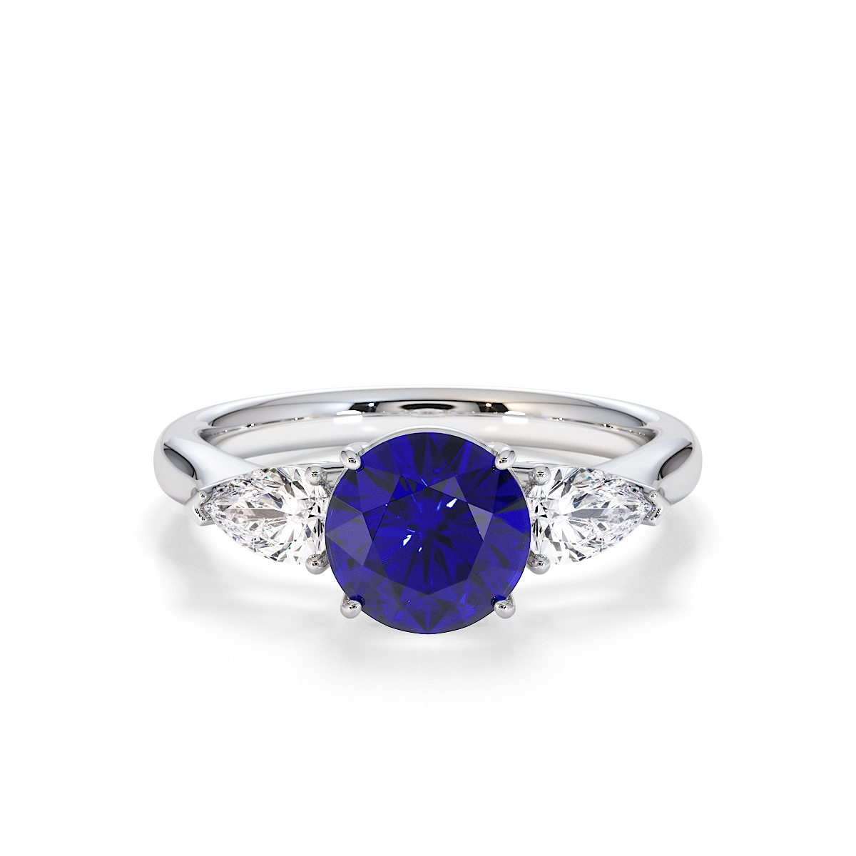 Gold / Platinum Blue Sapphire and Diamond Engagement Ring RZ3432