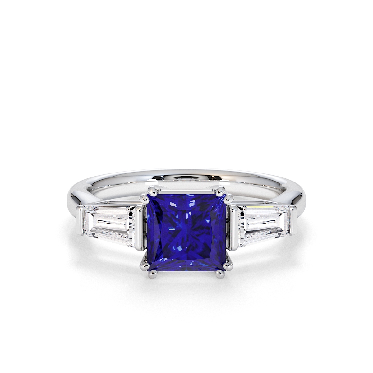 Gold / Platinum Blue Sapphire and Diamond Engagement Ring RZ3440