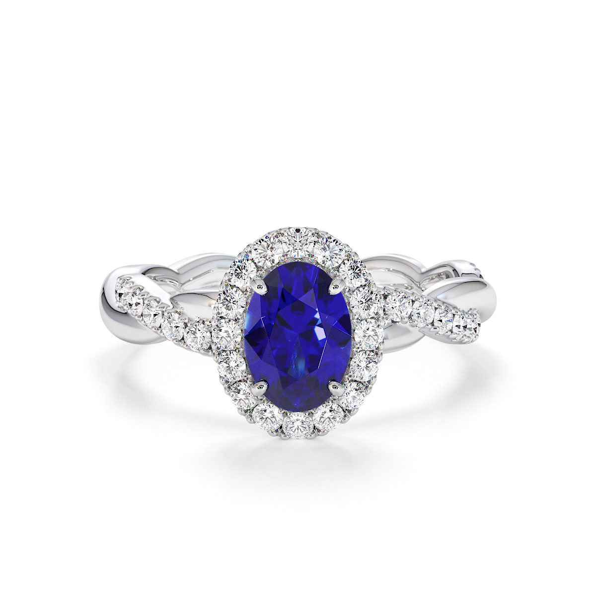 Gold / Platinum Blue Sapphire and Diamond Engagement Ring RZ3456