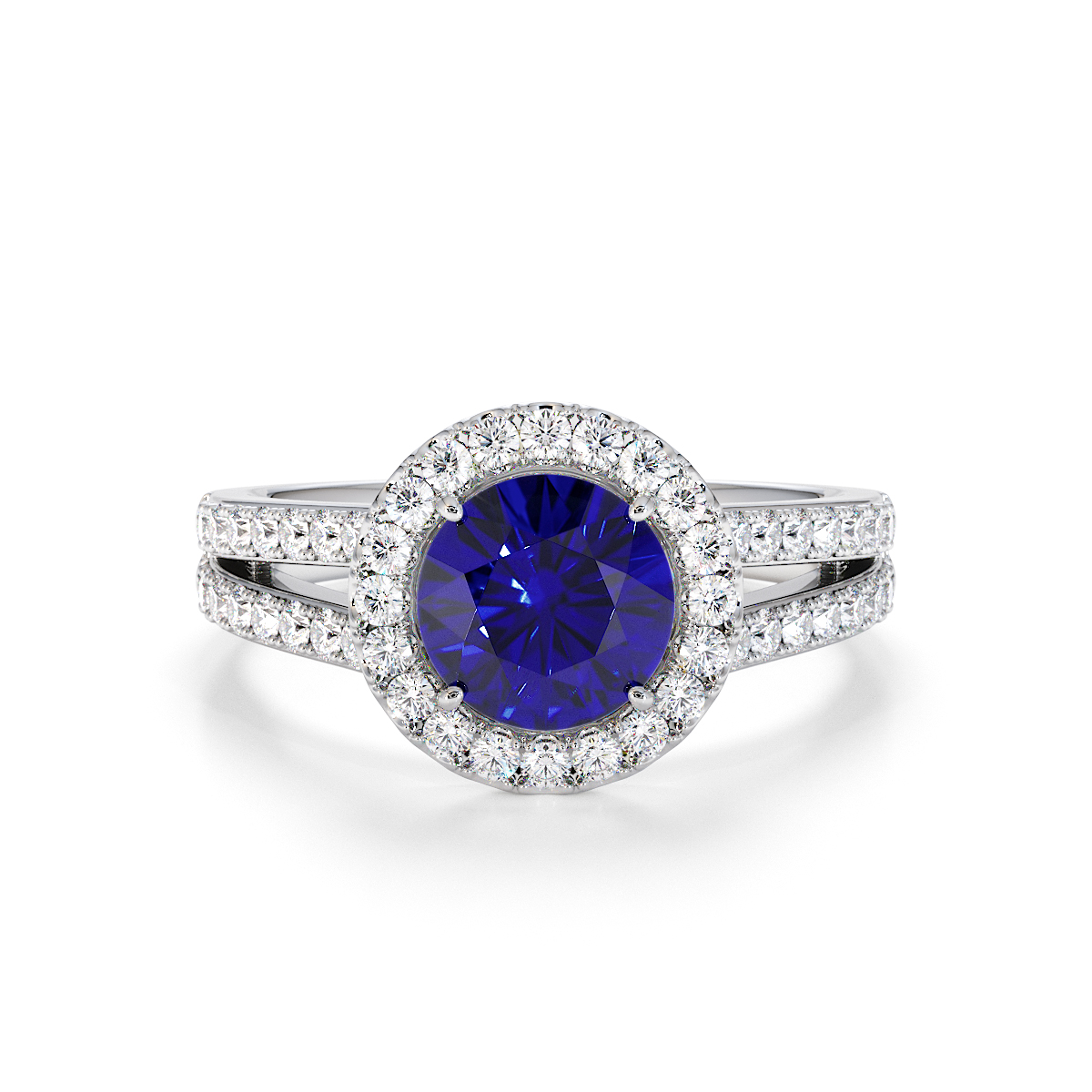 Gold / Platinum Blue Sapphire and Diamond Engagement Ring RZ3460