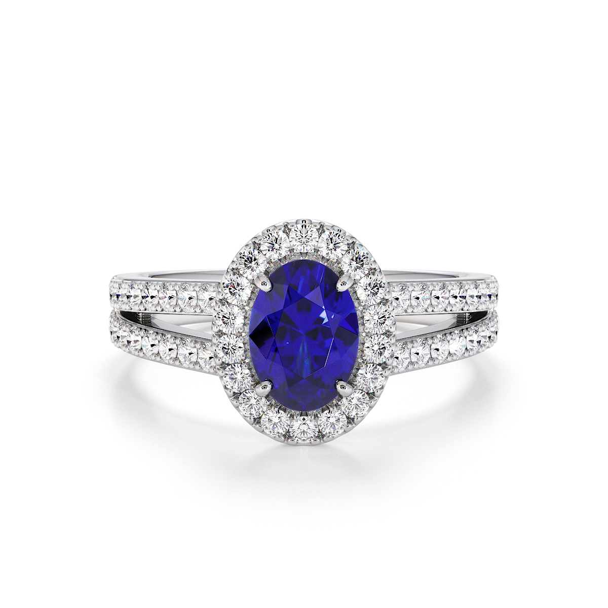 Gold / Platinum Blue Sapphire and Diamond Engagement Ring RZ3461