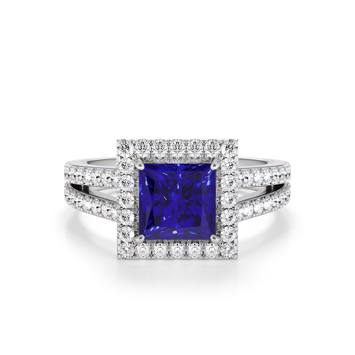 Gold / Platinum Blue Sapphire and Diamond Engagement Ring RZ3462