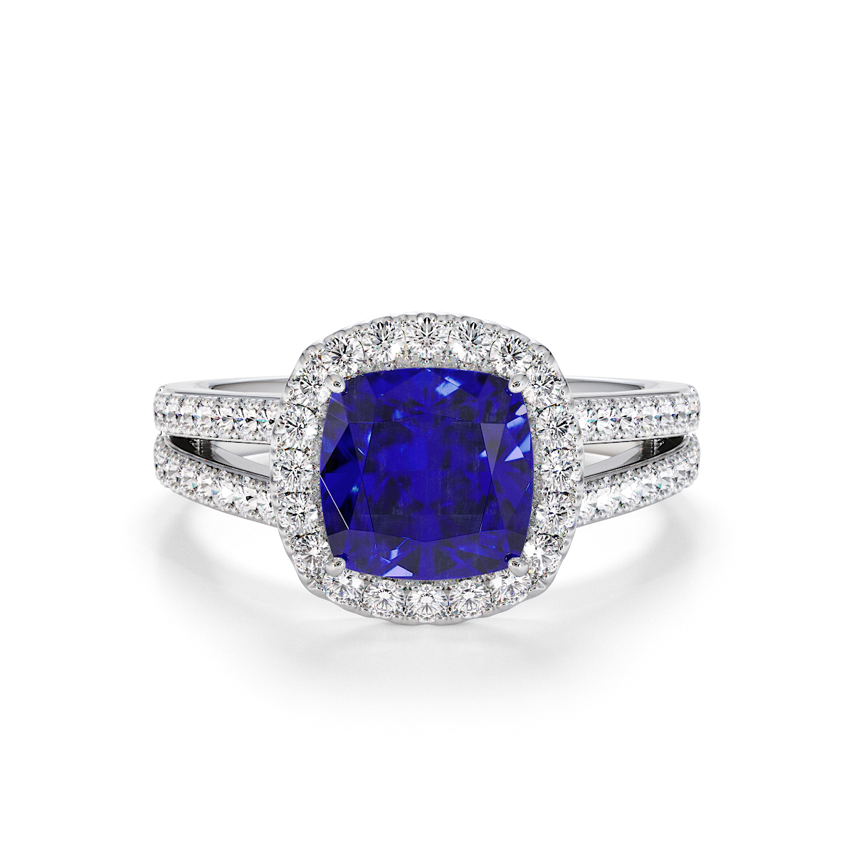 Gold / Platinum Blue Sapphire and Diamond Engagement Ring RZ3464