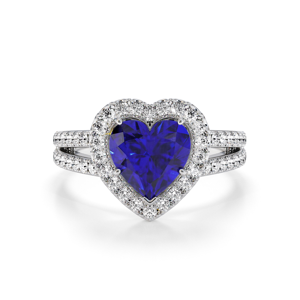 Gold / Platinum Blue Sapphire and Diamond Engagement Ring RZ3467