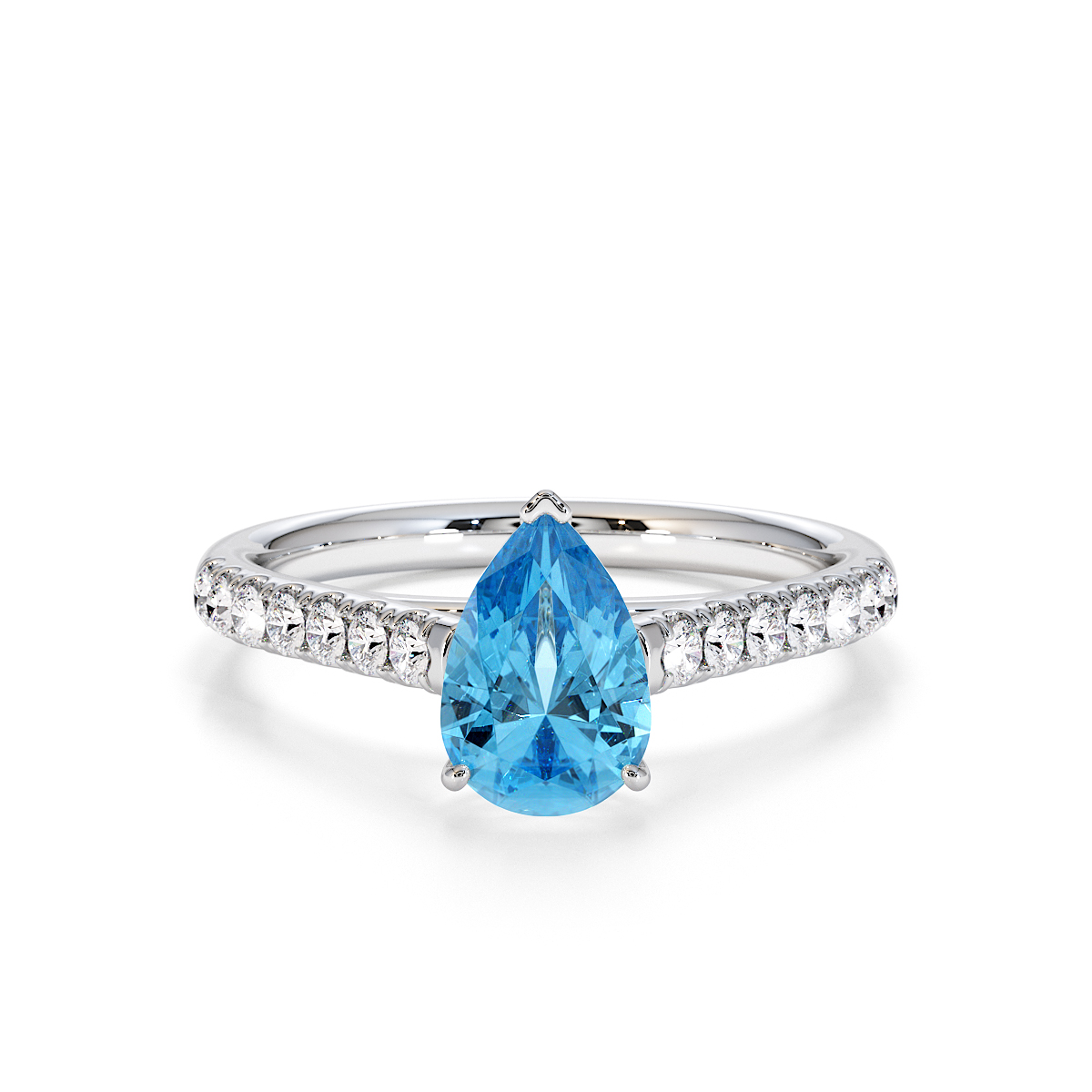 Gold / Platinum Blue Topaz and Diamond Engagement Ring RZ3355
