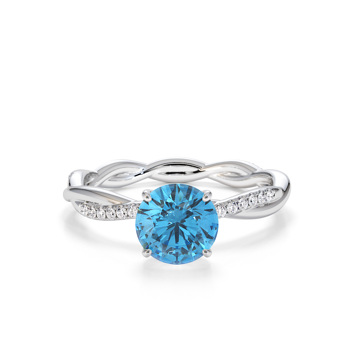 Gold / Platinum Blue Topaz and Diamond Engagement Ring RZ3385