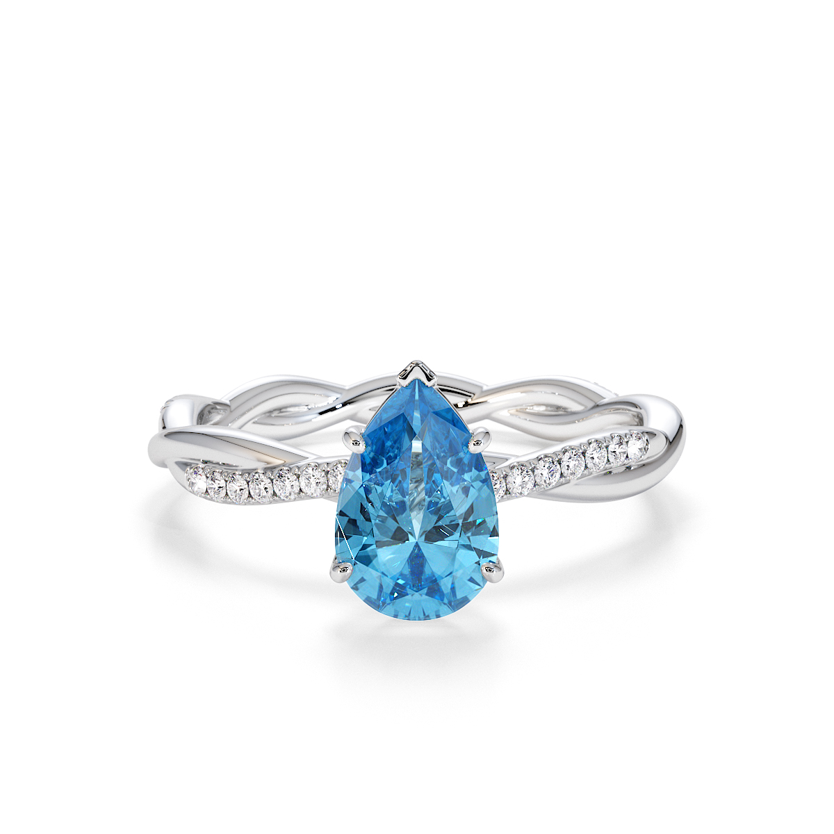Gold / Platinum Blue Topaz and Diamond Engagement Ring RZ3390