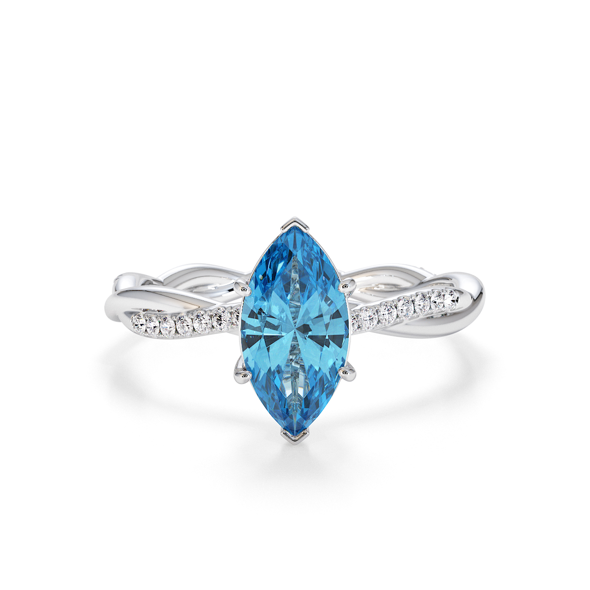 Gold / Platinum Blue Topaz and Diamond Engagement Ring RZ3391
