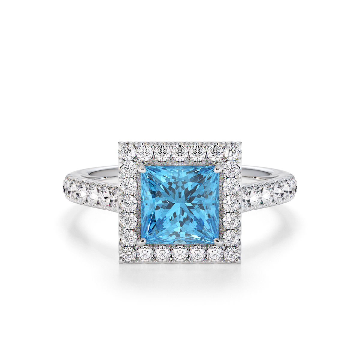 Gold / Platinum Blue Topaz and Diamond Engagement Ring RZ3395
