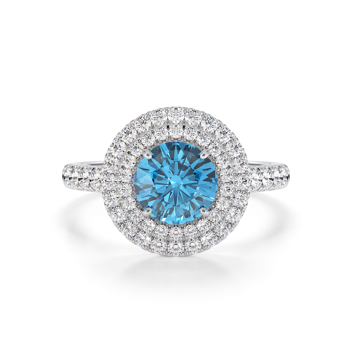 Gold / Platinum Blue Topaz and Diamond Engagement Ring RZ3401