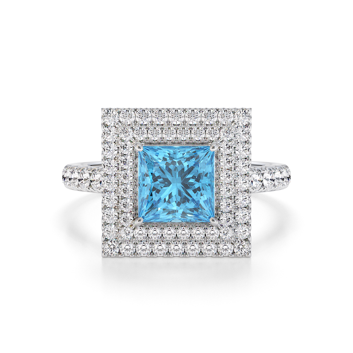 Gold / Platinum Blue Topaz and Diamond Engagement Ring RZ3403