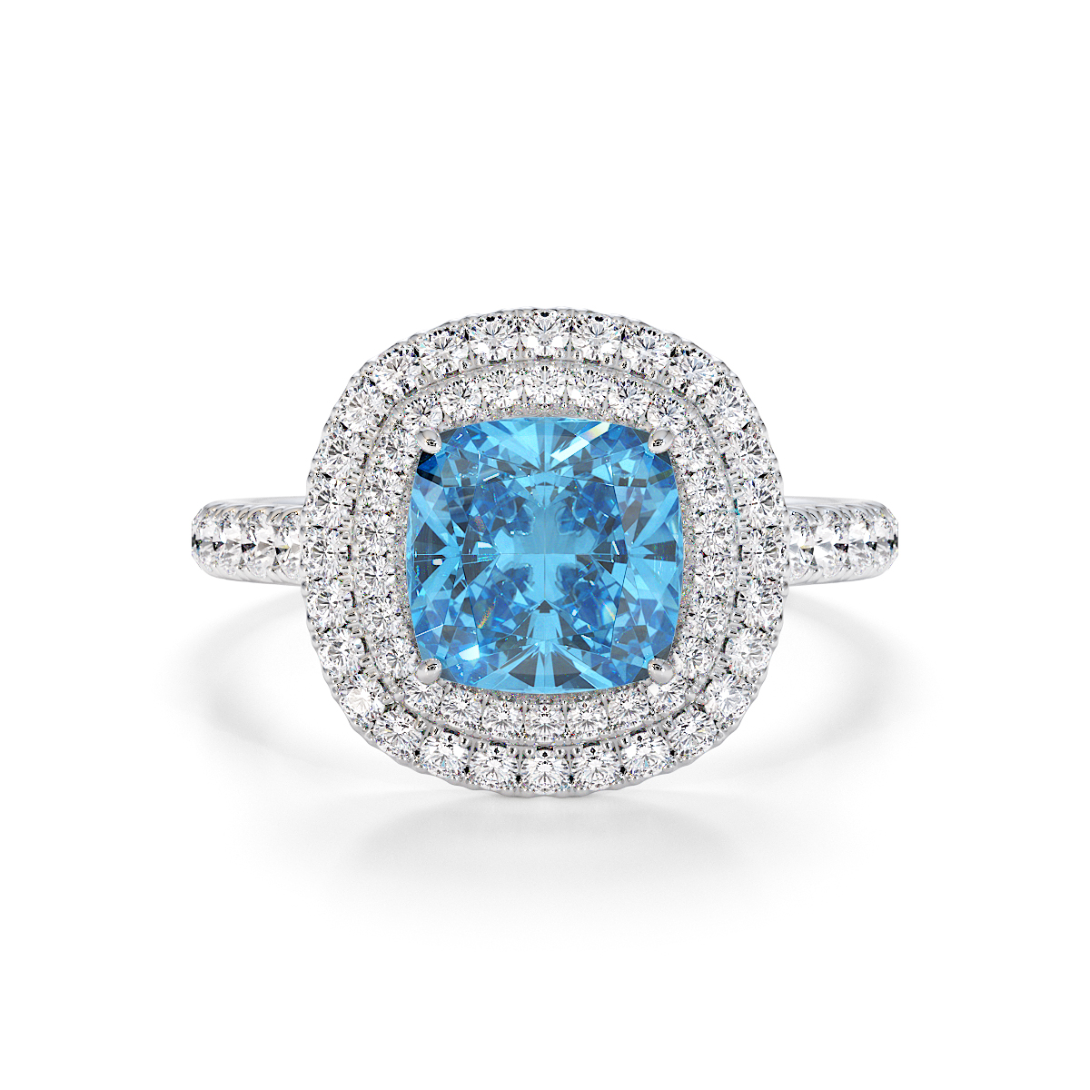 Gold / Platinum Blue Topaz and Diamond Engagement Ring RZ3405