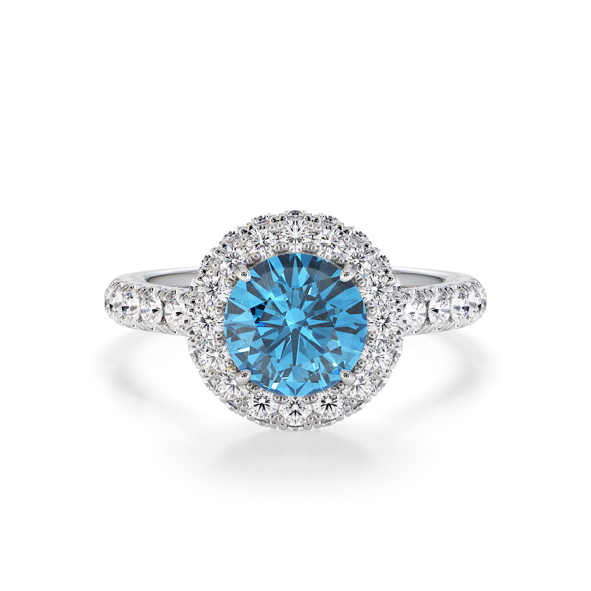 Gold / Platinum Blue Topaz and Diamond Engagement Ring RZ3409