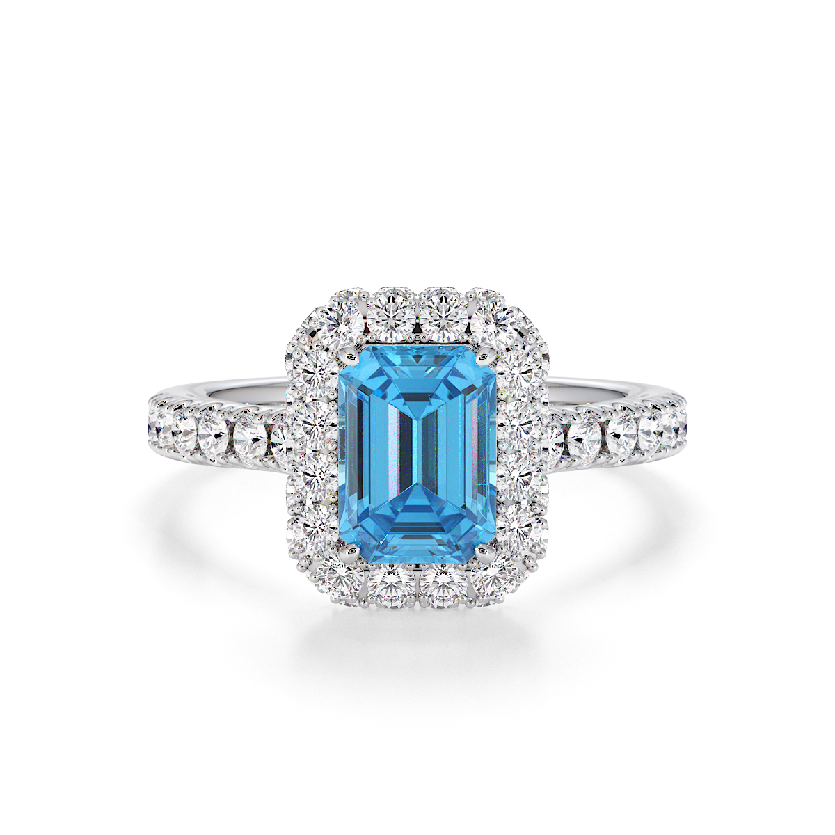 Gold / Platinum Blue Topaz and Diamond Engagement Ring RZ3410