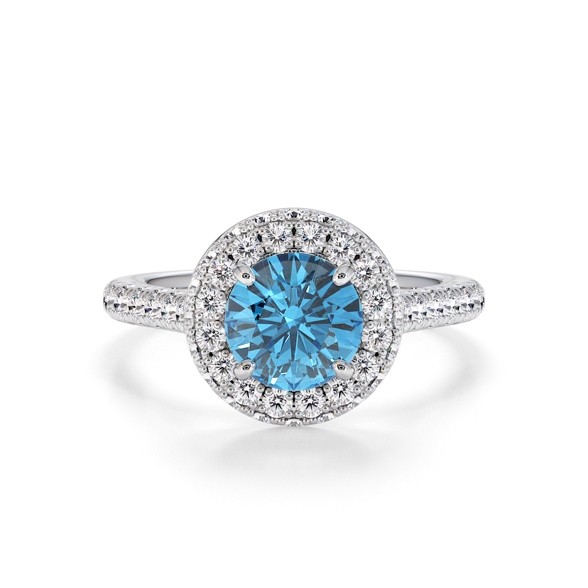 Gold / Platinum Blue Topaz and Diamond Engagement Ring RZ3420