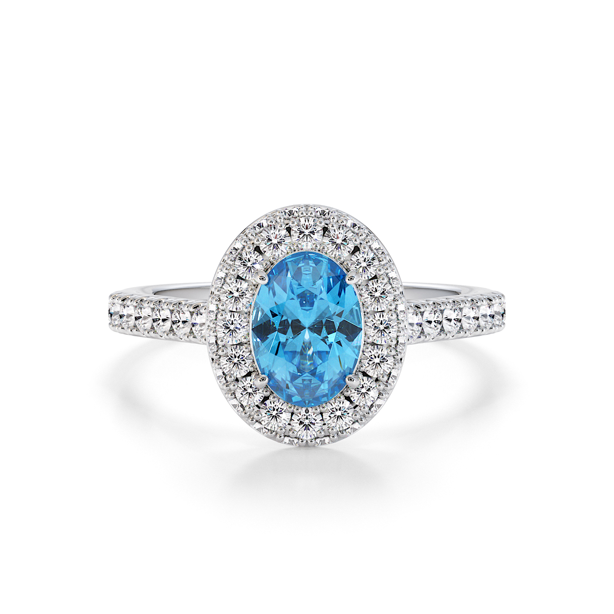 Gold / Platinum Blue Topaz and Diamond Engagement Ring RZ3421