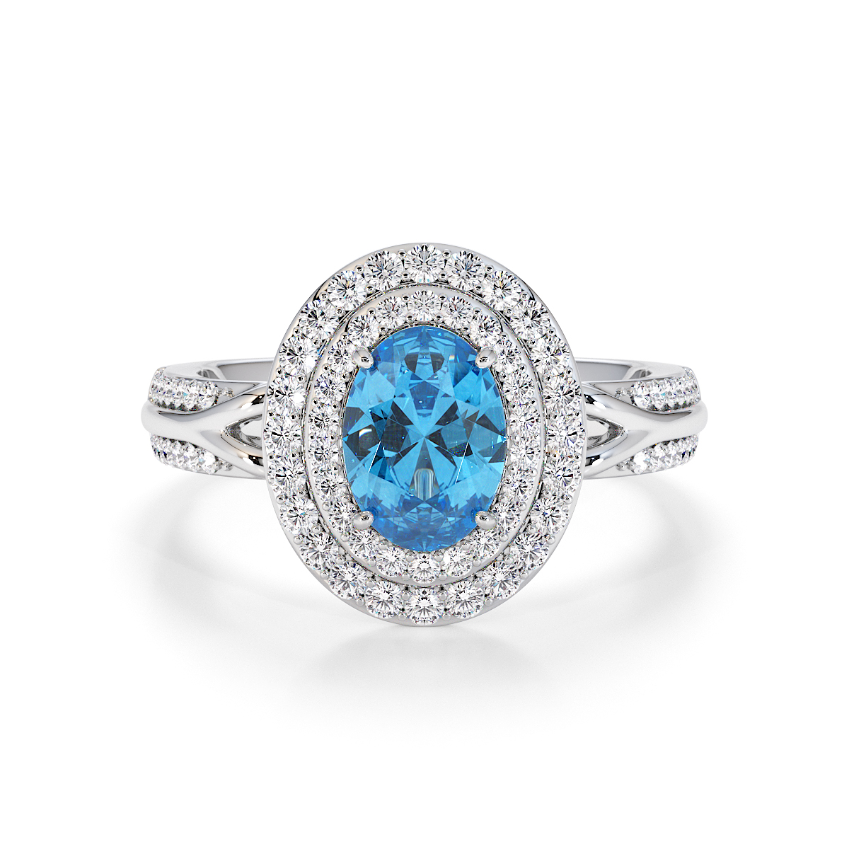 Gold / Platinum Blue Topaz and Diamond Engagement Ring RZ3428