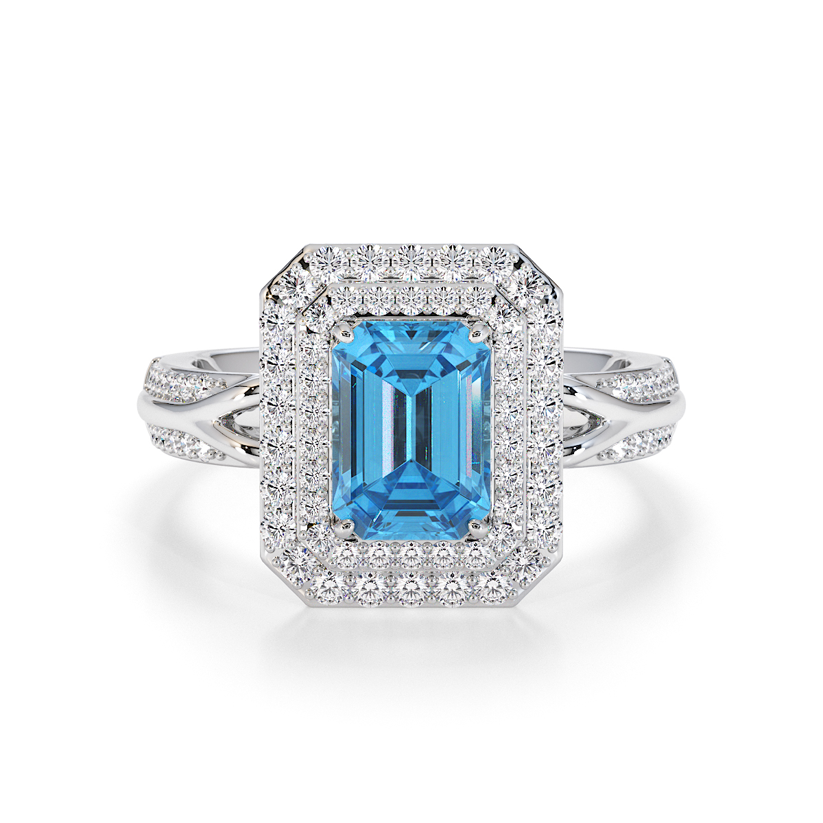 Gold / Platinum Blue Topaz and Diamond Engagement Ring RZ3429
