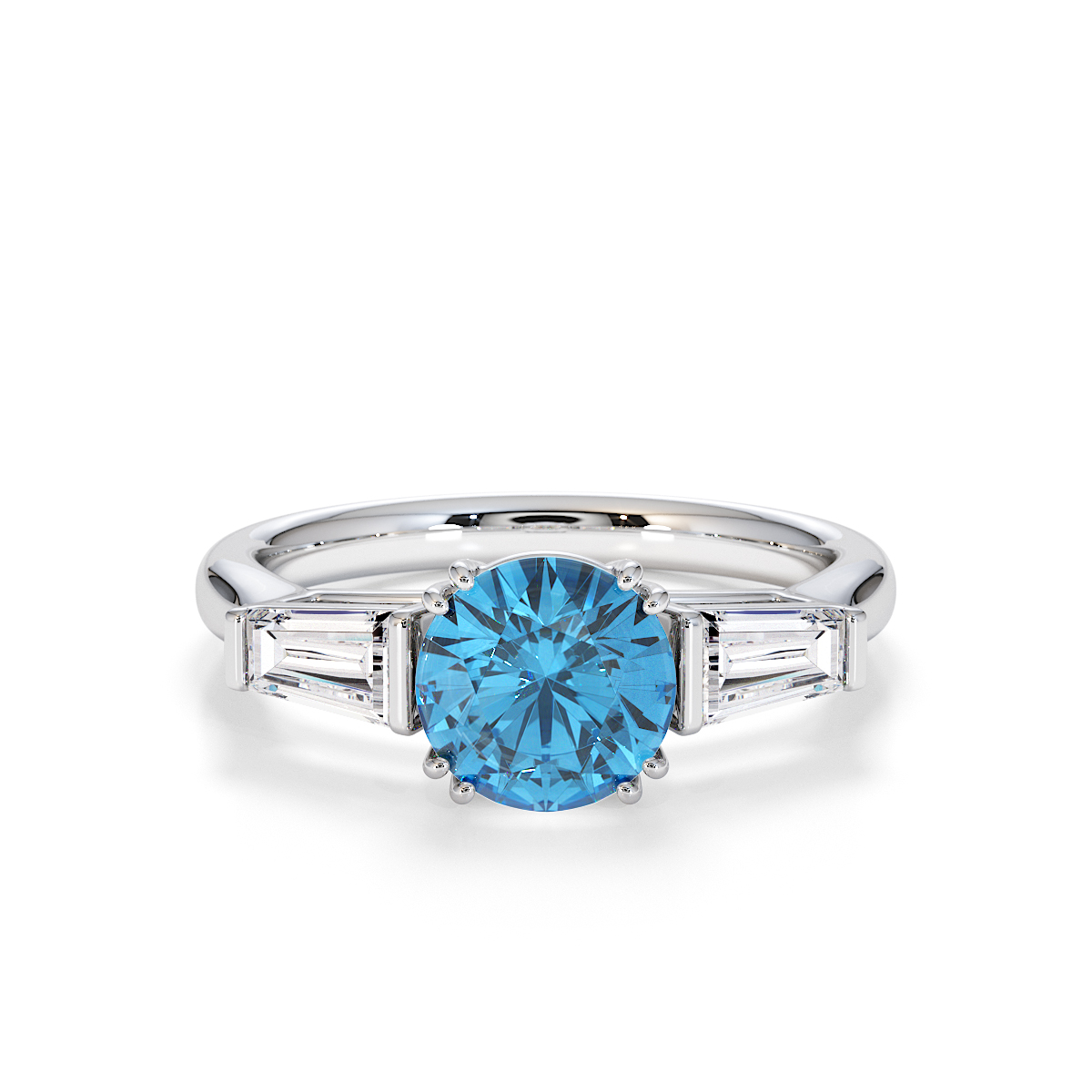 Gold / Platinum Blue Topaz and Diamond Engagement Ring RZ3434