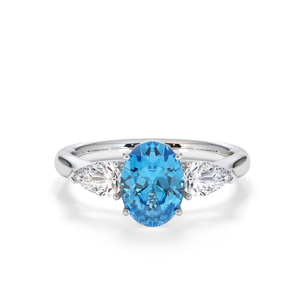 Gold / Platinum Blue Topaz and Diamond Engagement Ring RZ3435